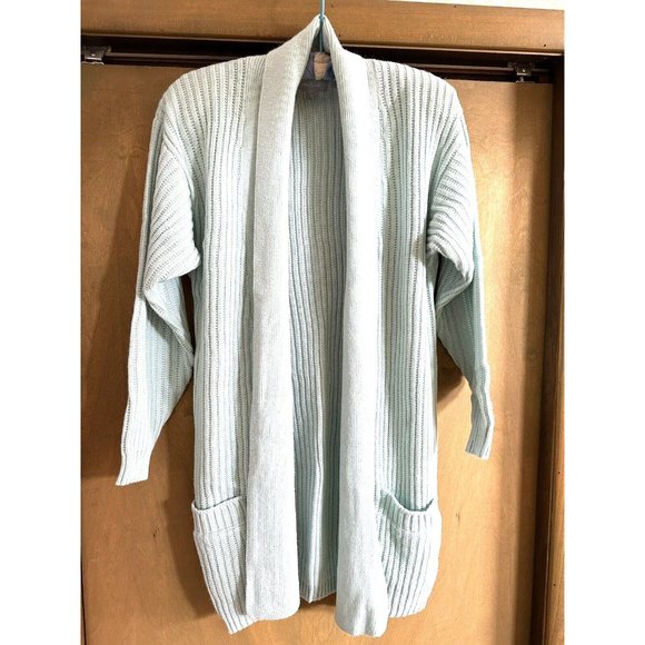 Vintage Career Guild women’s size M Mint Chunky Knit Open Front Cardigan Sweater - Picture 1 of 13